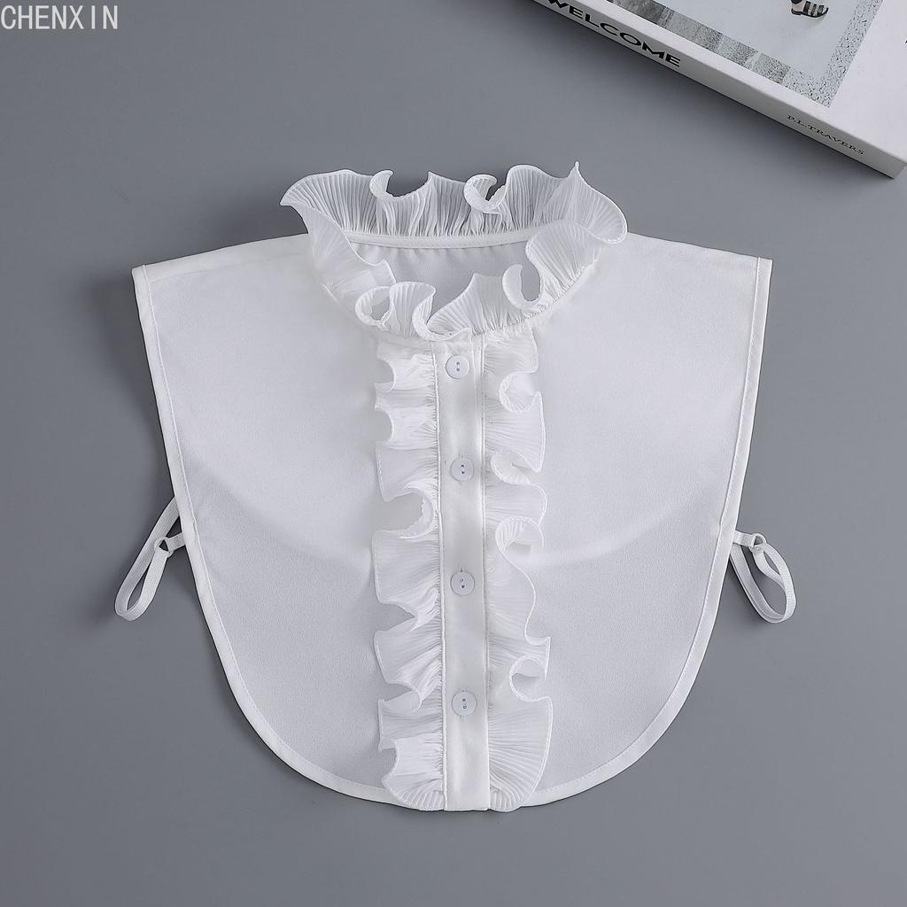 Abnehmbarer Kragen aus Baumwolle für Damen, für Pullover, Bluse, Hemd, gefälschter Kragen, dekoratives weibliches weißes halbes Hemd, falsches Kragen-Zubehör