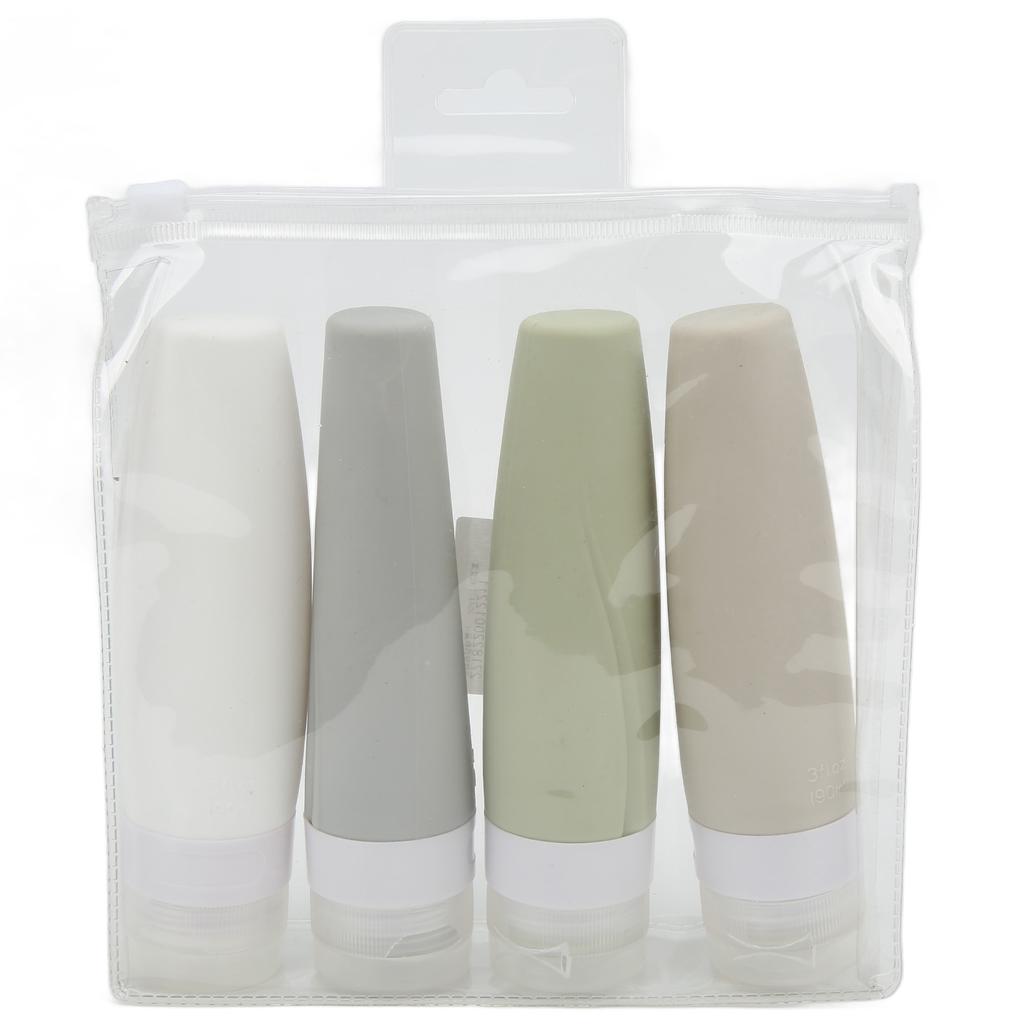 4Pcs Silicone Travel Bottle Large Opening Design Leakproof 90ml 4 Colors Squeezable Travel Containers Set for Travelling