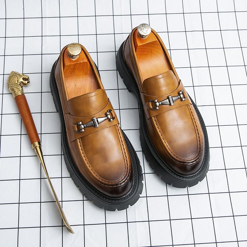 

Новые мужские модные лоферы, увеличивающие рост, повседневные, на толстой подошве, износостойкие, для пеших прогулок, путешествий, кожаная обувь, размеры 38-46, мужская обувь 46