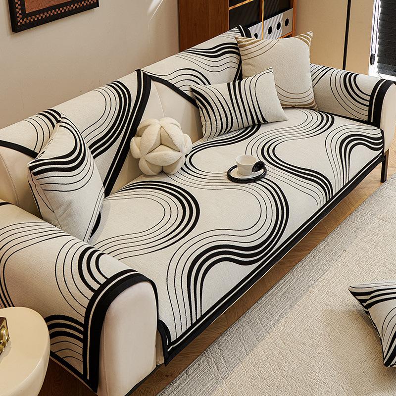Light Luxury Premium American Chenille Sofa Cushion, Universal Sofa Cover For All Seasons, Graffiti Wind Non-Slip Cover Cloth Seat Cushion