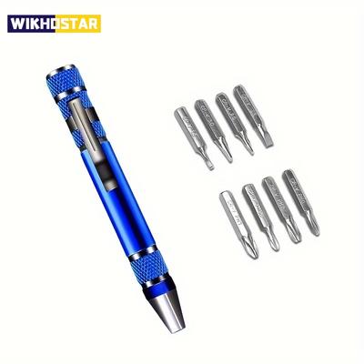 1 Satz Multifunktionales 8-in-1 Schraubendreher-Set, Werkzeug aus Aluminiumlegierung, Präzisions-Kreuzschlitz- und Schlitzschraubendreher, Reparaturset, Tragbar & Langlebig