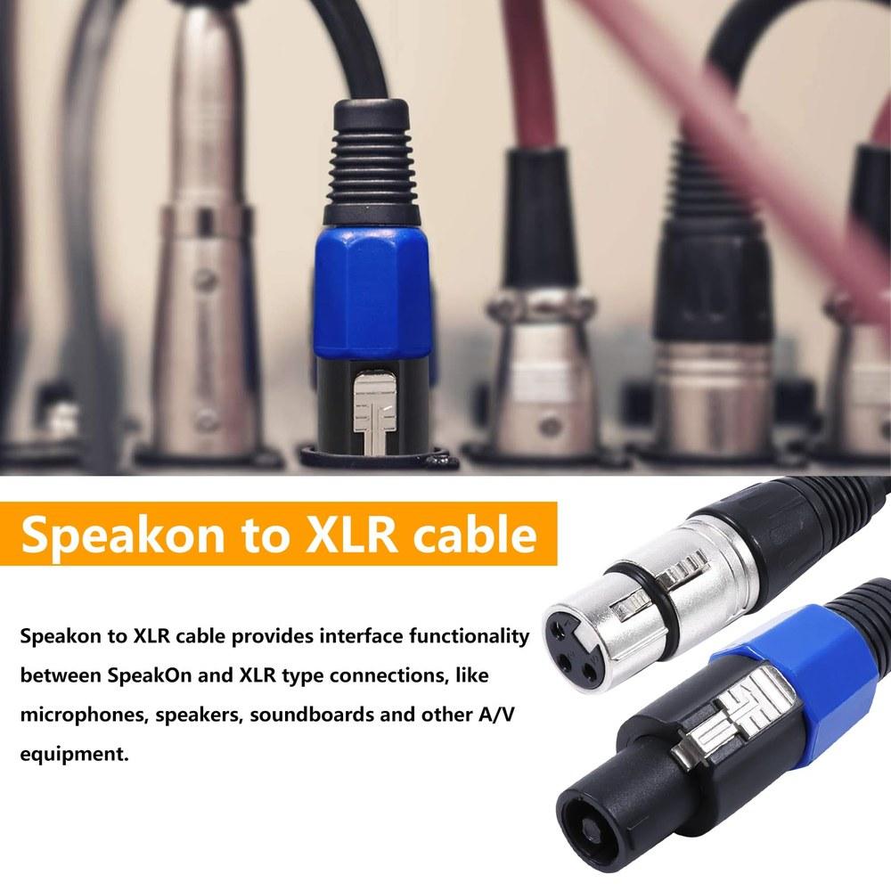 HBU 10-Foot SpeakOn XLR Cable 2-Pack Male to Female Extension Wire Pro DJ PA Microphone Connection Twist Lock