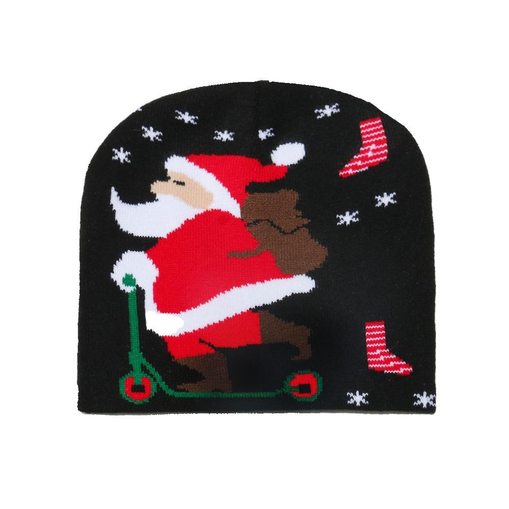 Reindeer Red Knitted Woolen Hat Christmas Tree Pullover Cap Santa Claus Beanie Hat  Women