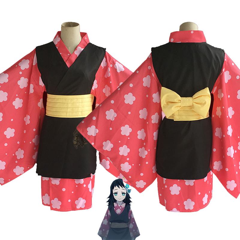 Kimetsu Slayer Demon No Yaiba Makomo Cosplay Kostyme Kvinner Kimono Drakt Kåper