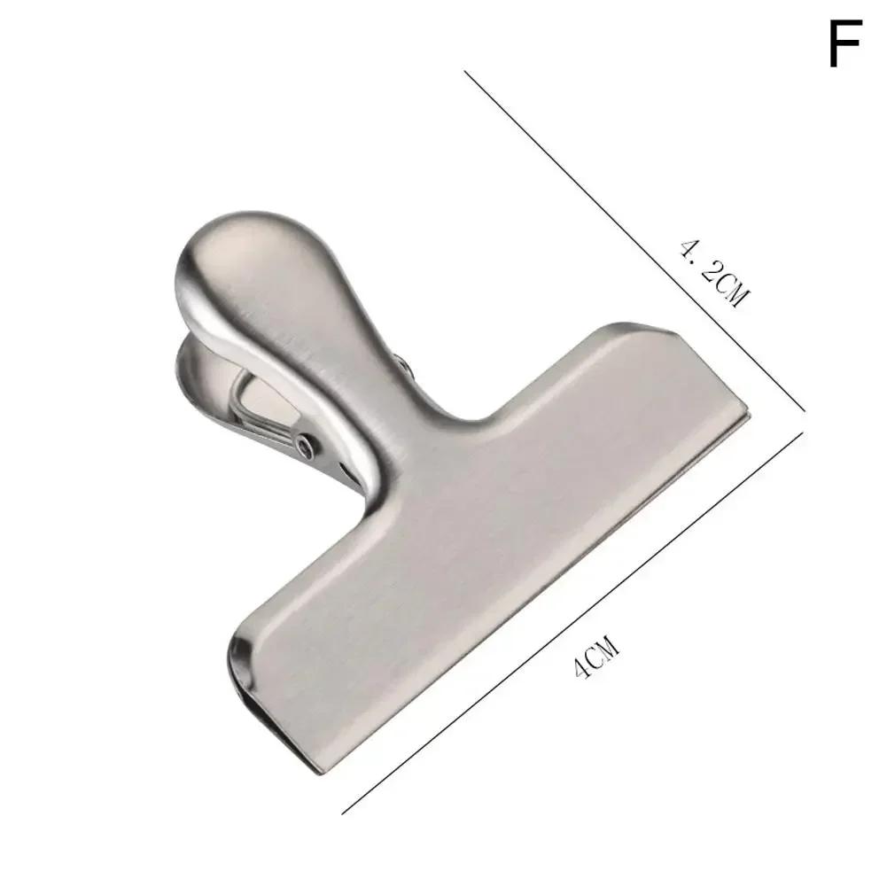 2PCS Stainless Steel Bag Clips Large Metal Air Tight Sealing Clip Durable Paper Bag Clip Coffee Food Bread Bags Kitchen Storage