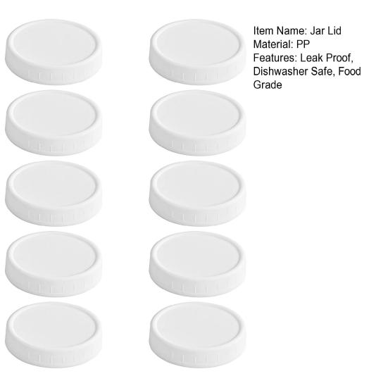 10Pcs 70/86MM Wide Mouth Mason Jar Lid Reusable Leak Proof White Canning Cover Dishwasher Safe Food Grade Jar Sealing Lid Top Cap