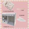 Mini Doll Furniture Bedroom Children Play House Double Bed Wooden Fabric Bed OB11 BJD Doll