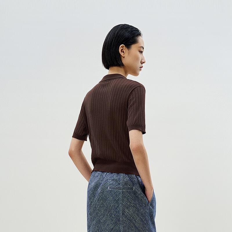 LESS 2025 Summer Straight-Fit Short Sleeve Knit Polo Shirt