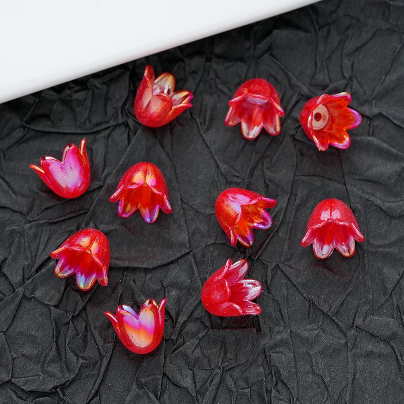 100Pcs Flower Acrylic Beads Bell Flower Spacer Beads Caps For DIY Charms Bracelets Necklace Jewelry Crafts Making Accessories