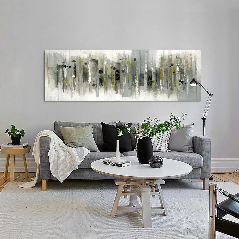 

Современная абстрактная серо-зеленая картина маслом на холсте, постеры и принты, настенные художественные картины для гостиной, Декор Куадрос, без рамки 20*40cm