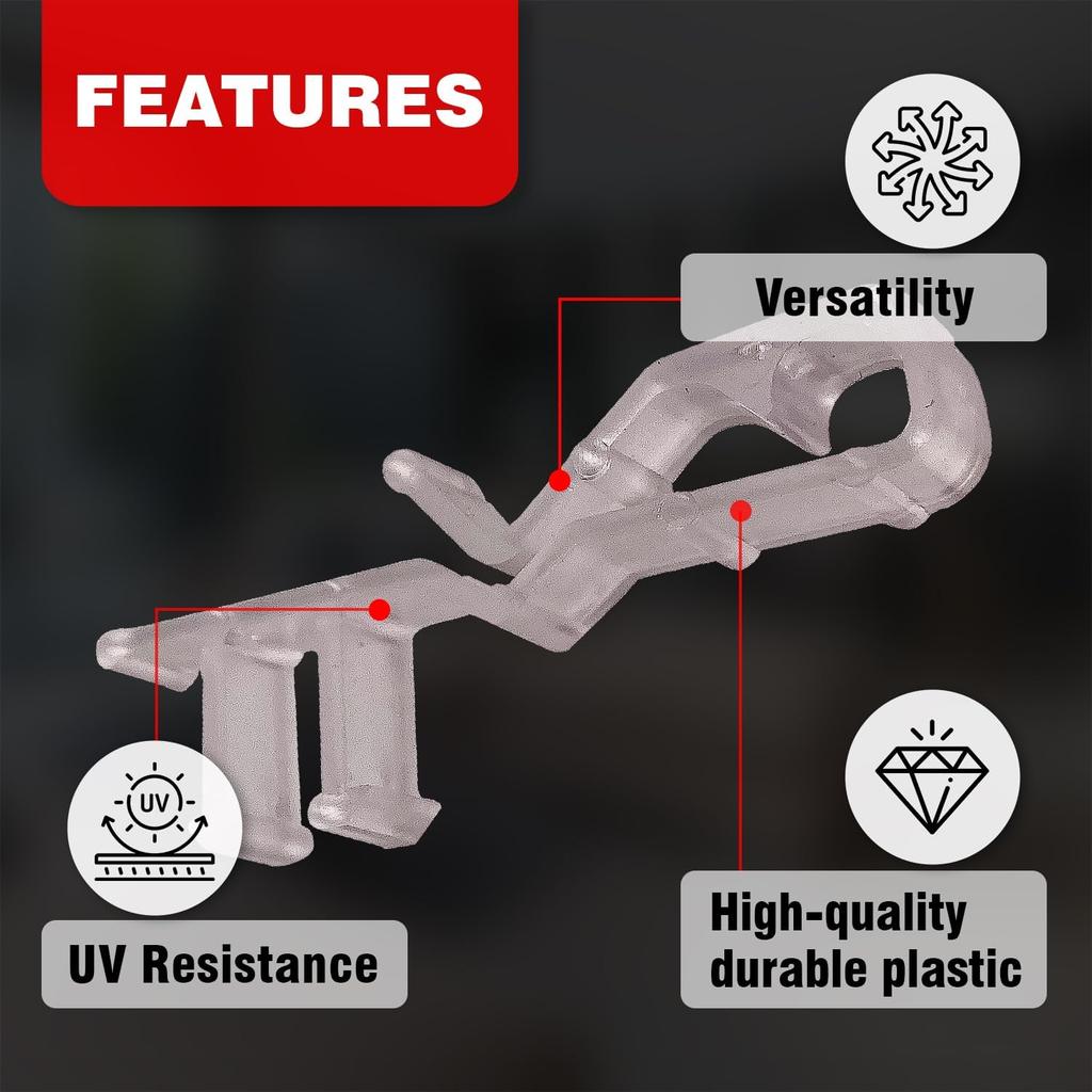 Amazing Drapery Hardware 2" Clear Hidden Valance Clips - Durable Plastic Brackets for Blinds and Window Shades, 10-Pack