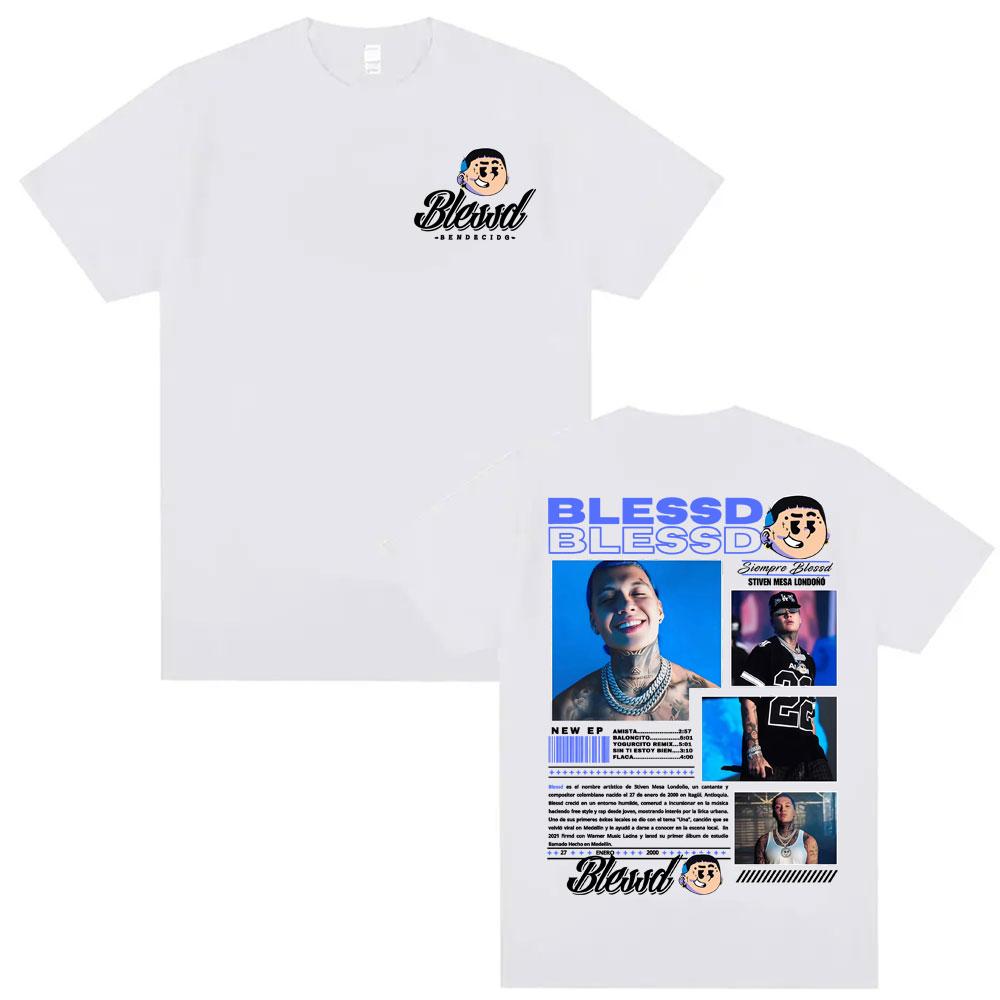 Blessd El Bendito Album Graphic 100cotton Unisexs shirt Y2k Hip Hop ONeck Short Sleeve Womens summer fashion oversized Tshirt