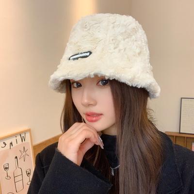 Vielseitiger warmer japanischer Eimerhut, trendiger Hut für Damen im Herbst und Winter, neuer Eimerhut aus Plüschimitat zeigt kleines Gesicht