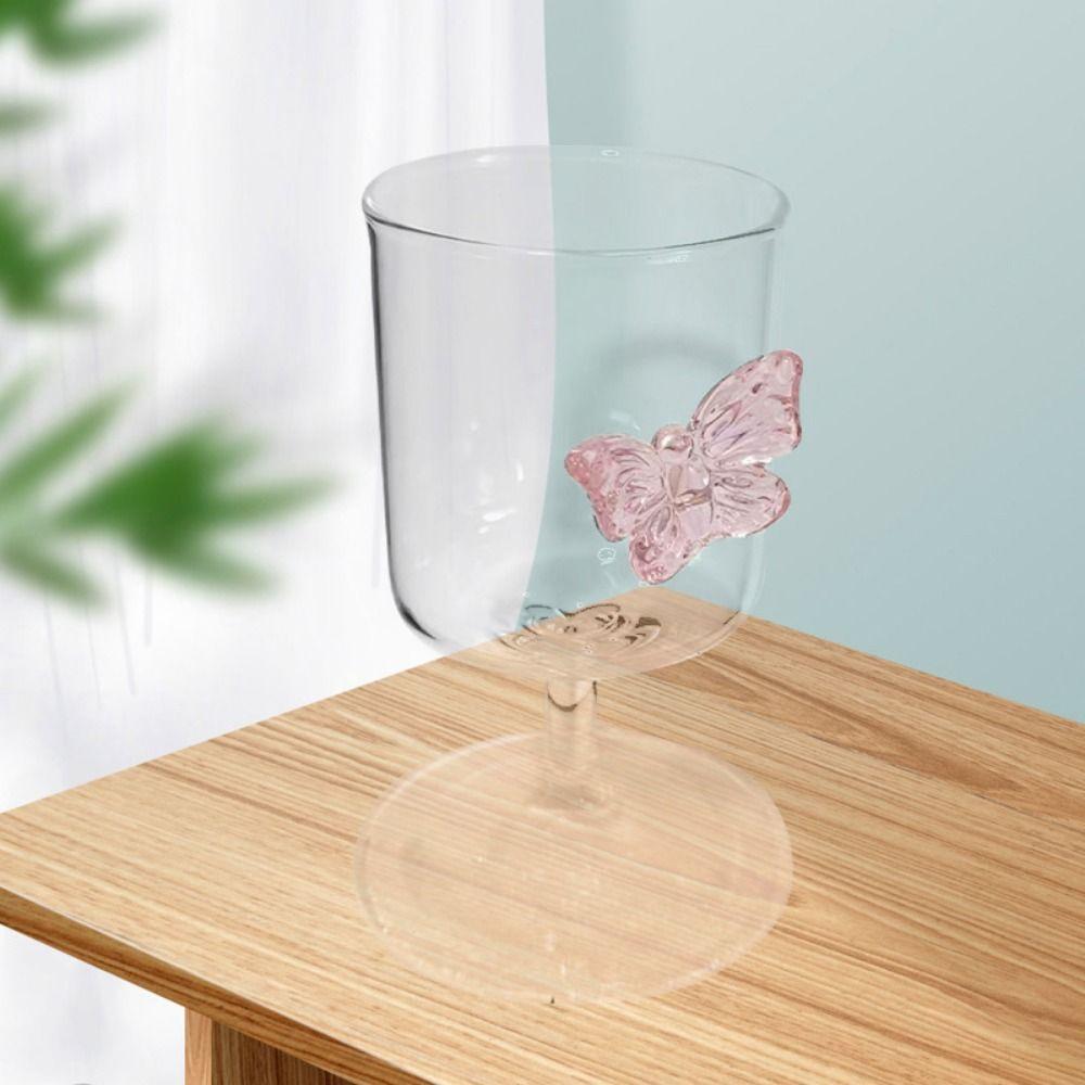 Decorative INS Butterfly Wine Glass INS Champagne Drinkware Glasses High Legged Glass Cup Women