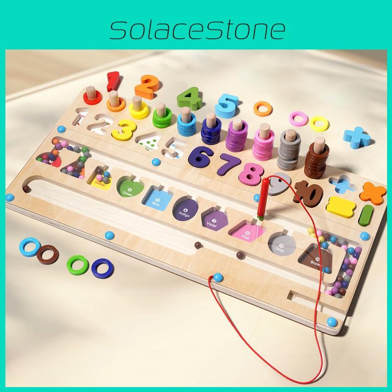 Magnetic Wooden Bead Maze Color Counting Classification Board Kid Toy Puzzle