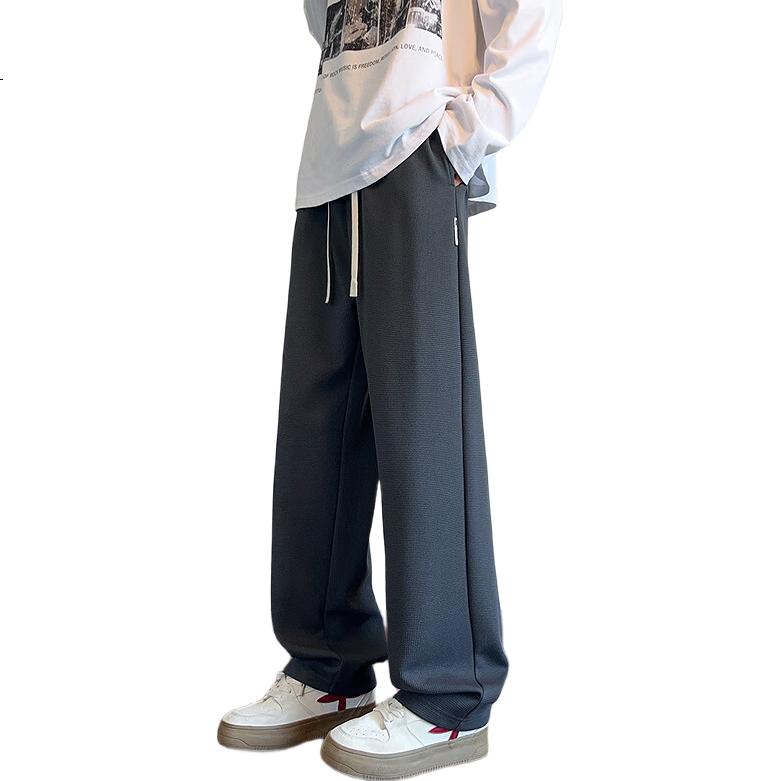 TANGSHI 2025 Autumn Winter Men's Knitted Side Label Loose Straight Casual Pants