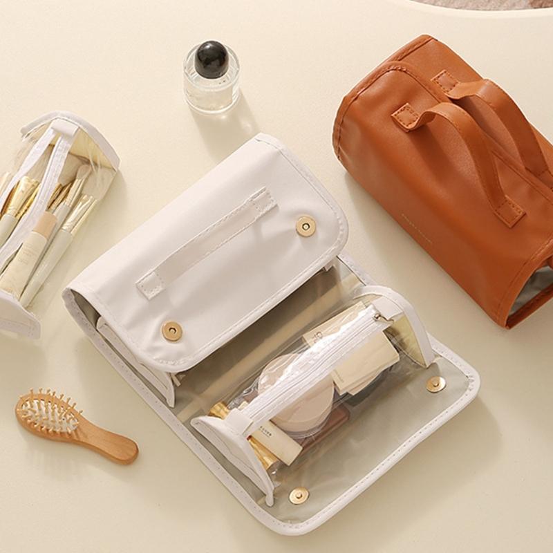 Large Capacity Portable Storage Pouches For Cosmetics Toiletries With Removable Dividers And PVC Materials