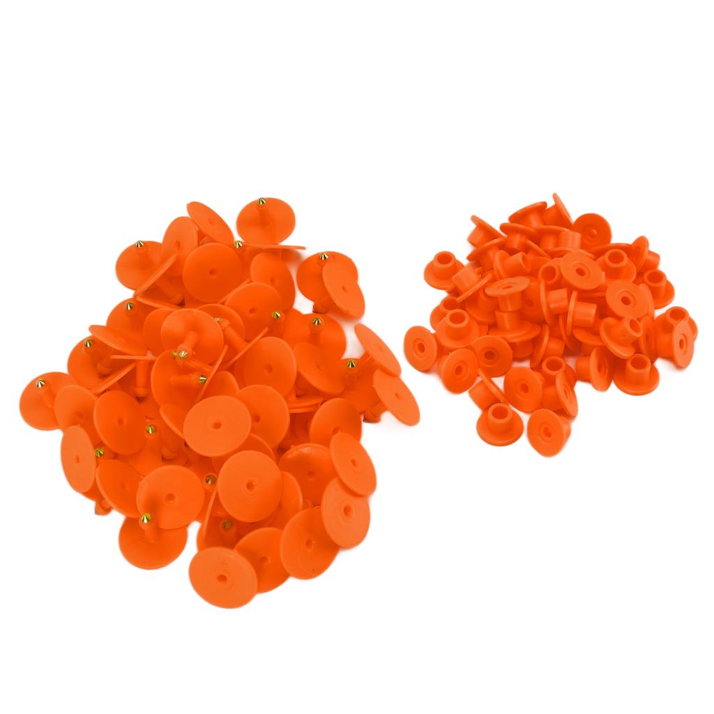 100 BUC Etichete Rotunde pentru Urechi Animale Ușor de Distins și Utilizat Număr Etichete pentru Urechi Animale Portocaliu