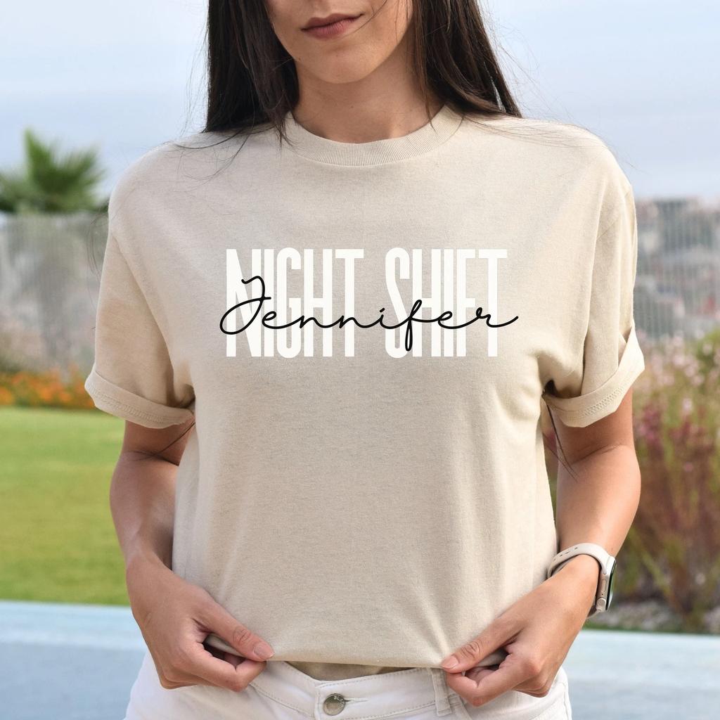 Personalized Night shift T-Shirt gift Custom name Night shift nurse Unisex Tee S
