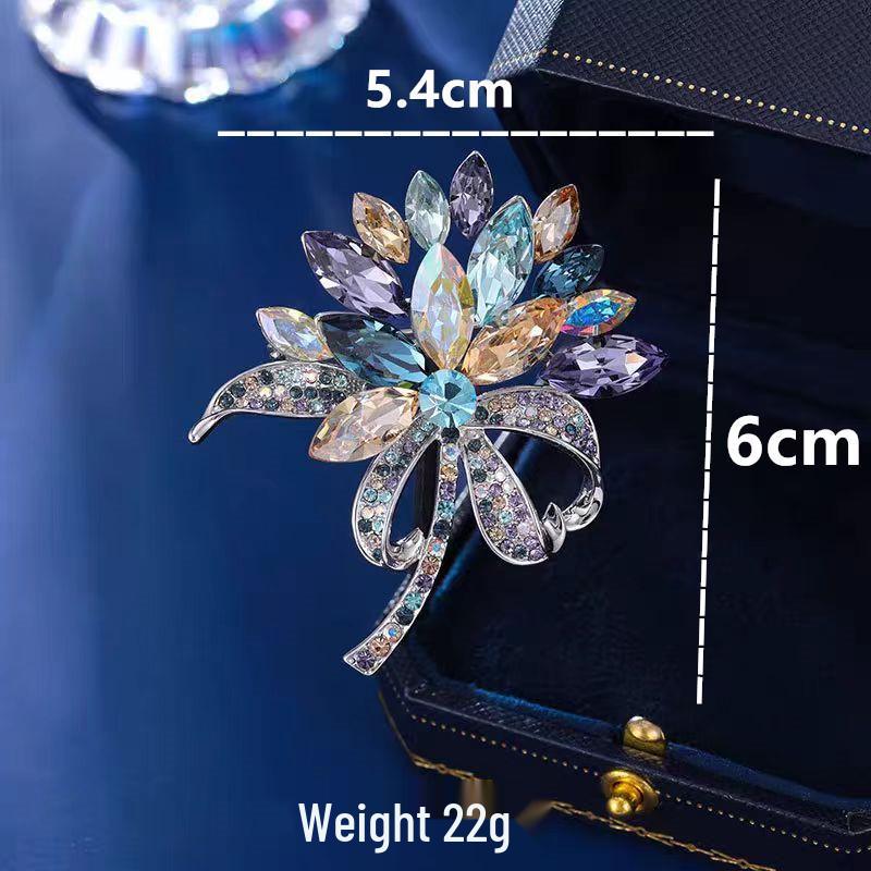 Elegant Crystal Flower Brooch – Exquisite, Colorful Handcrafted Pin for Women