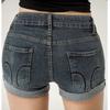 Sommer Neue Damen Koreanische Denim Shorts Hosen Dame Niedrige Taille Elastisch Slim Fit Hotpants Weiblich Dunkelblau Hüftumschmeichelnde Jeans