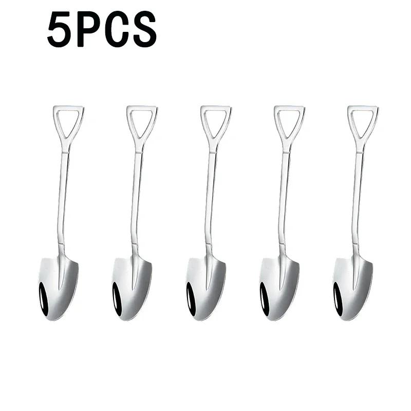 Vintage Shovel Design Stainless Steel Coffee Spoon Creative Ice Cream Cake Watermelon Dessert Multipurpose Kitchen Tool Unique