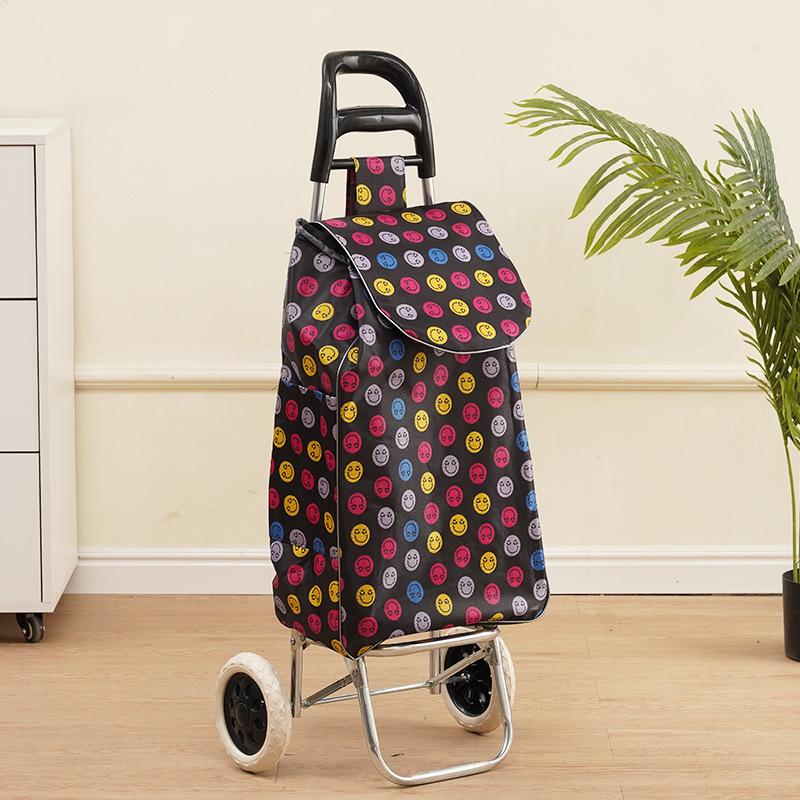 Portable Folding Trolley Cart for Seniors - Floral Pattern, Large Capacity for Grocery Shopping and Home Use