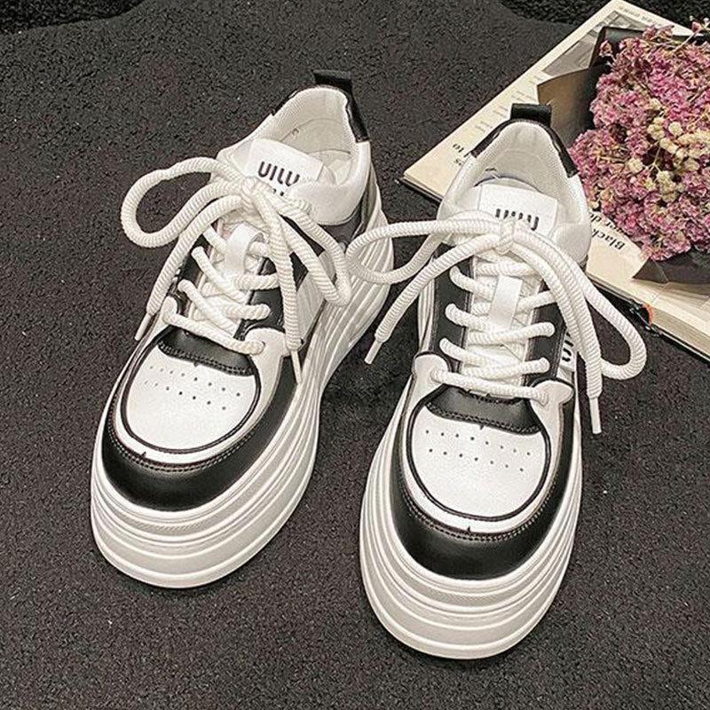 Little white shoes mesh breathable women's shoes lightweight and versatile casual muffin shoes women's 2025 autumn new super thick sole height increas