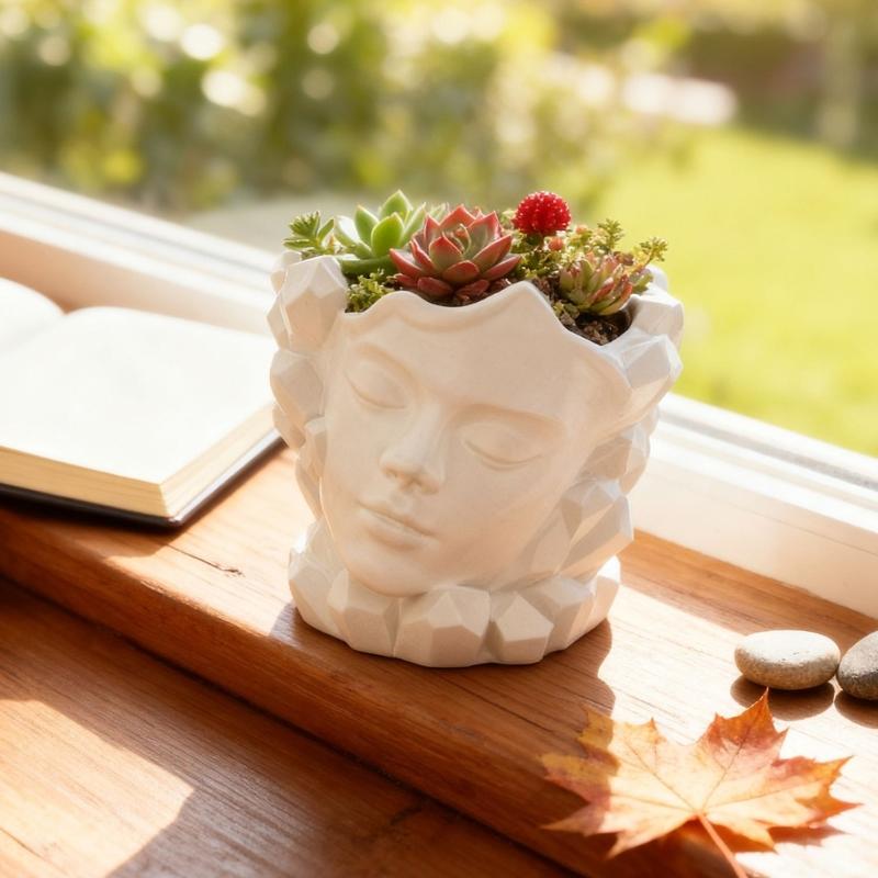 Silicone Face Flower Pot Mold For Handmade Craft Creative Garden Project Home Decoration Flowerpot Storage Box