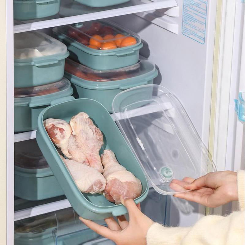 Food Storage Containers With Lid Fridge Meat Vegetable Fresh-Keeping Organizer Box For Kitchen Storage