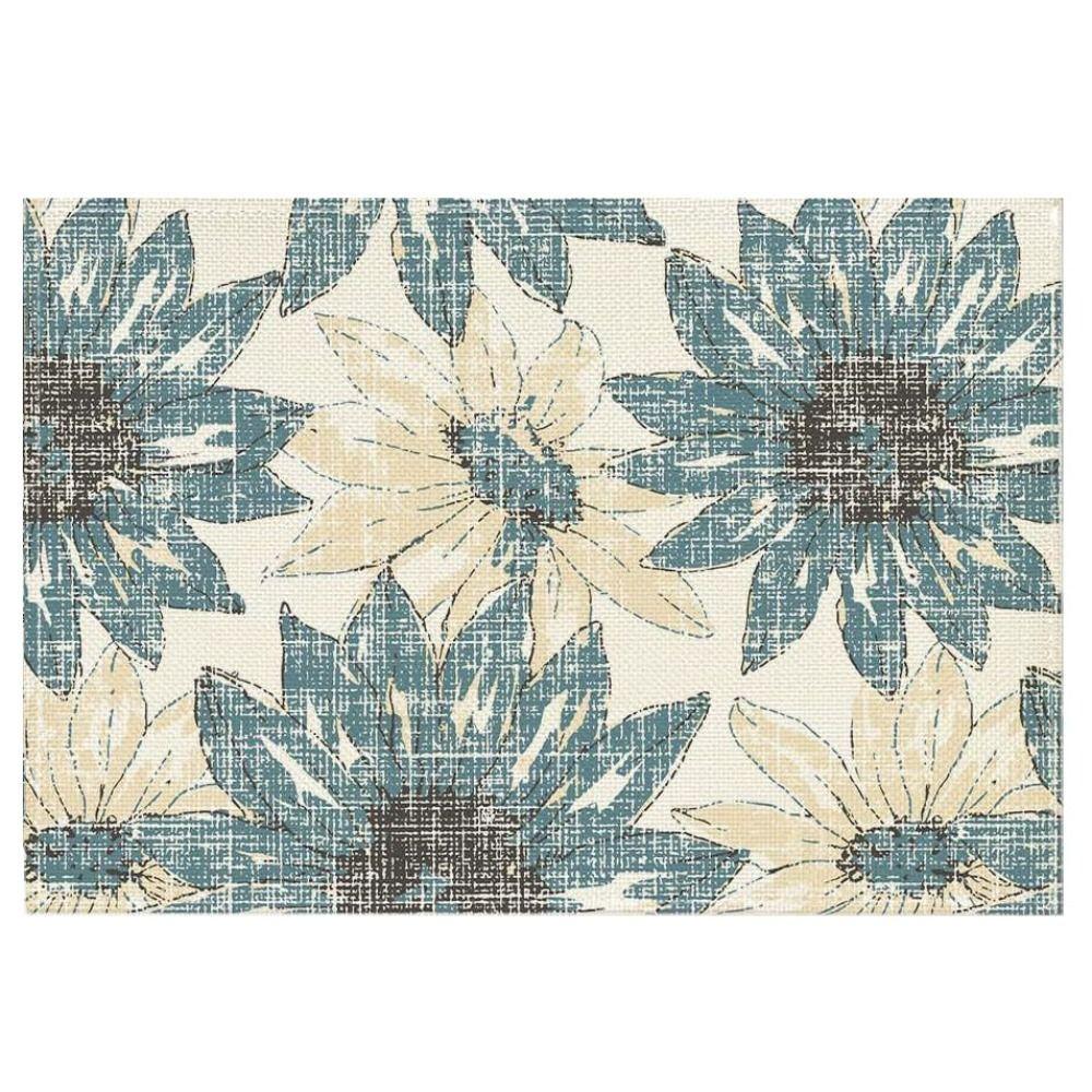 Heat Resistant Table Mat Anti Slip Tableware Pad Green Plants Linen Placemat  Table Decoration