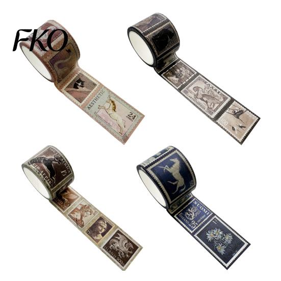 Scrapbooking Washi Tape Vintage Stamp Roll, Aesthetic Decorative Masking Tape, Retro Adhesive for DIY Art Crafts, Journaling