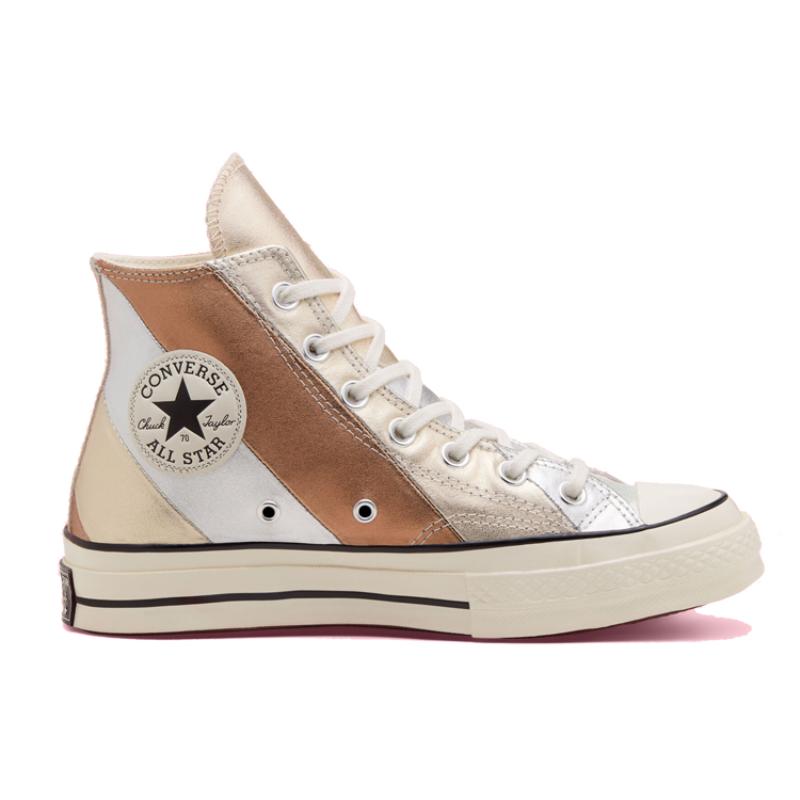 Converse Chuck 70 1970s Metallic Rainbow High Top Vintage High Top Canvas Women's White Gold