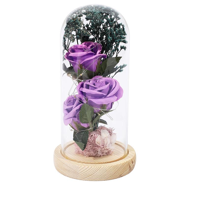 Valentine's Day Gift with Lamp Glass Cover Rose Gypsy Star Gift Box Birthday Gift Girlfriend Girlfriend Wife Night Light