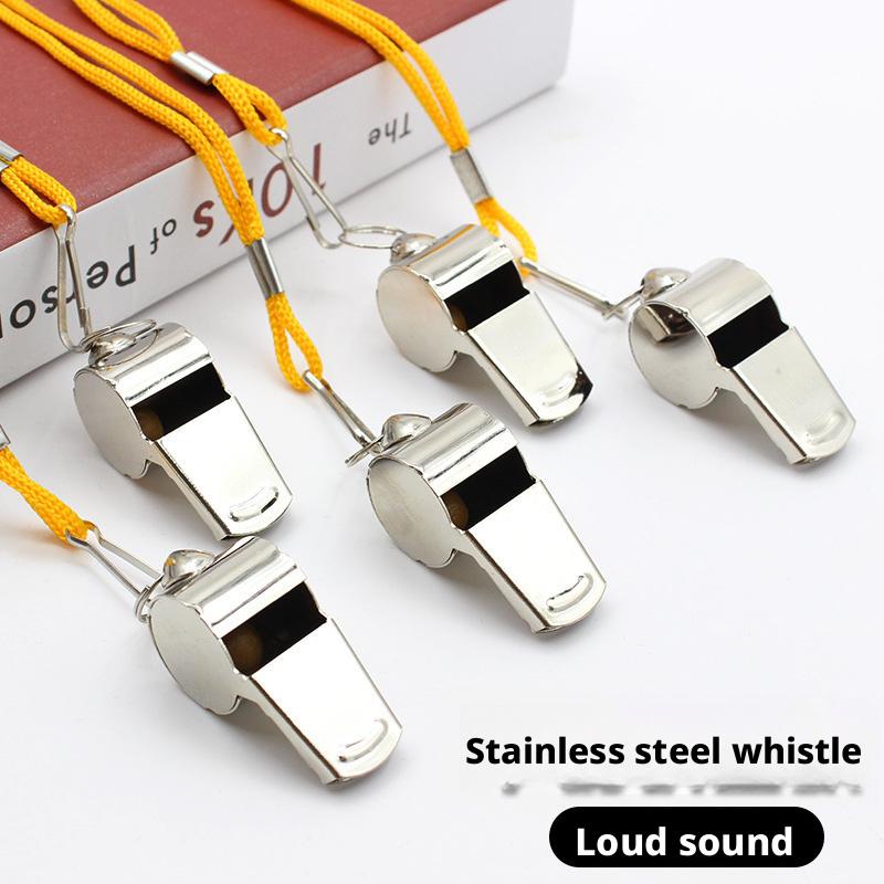 Metal Whistle with Rope Professional Soccer Referee Extra Loud Whistle for Football Basketball Sports Training Outdoor Survival