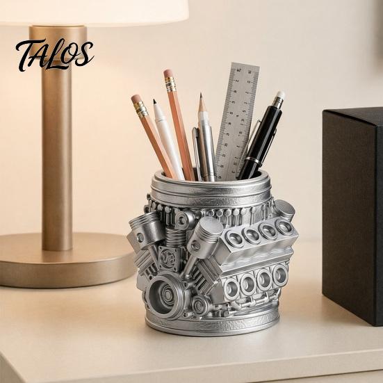 Model Talos Engine Držák na pera a tužky, Kreativní organizér na stůl pro domácí kancelář, Úložný prostor na psací potřeby na stůl, Dárek pro automobilové nadšence, Mechaniky a inženýry