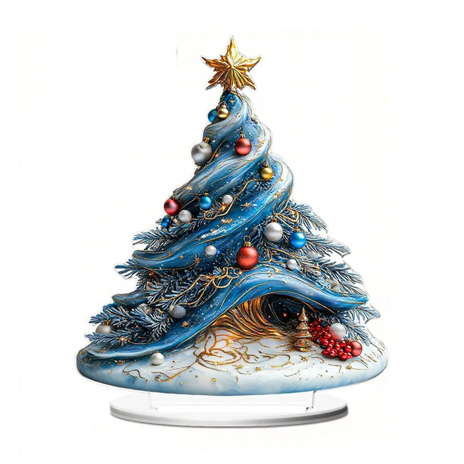 

2D Flat Acrylic Christmas Color Gift Christmas Tree Home Living Room Holiday Desktop Decoration Assembly Props One Size