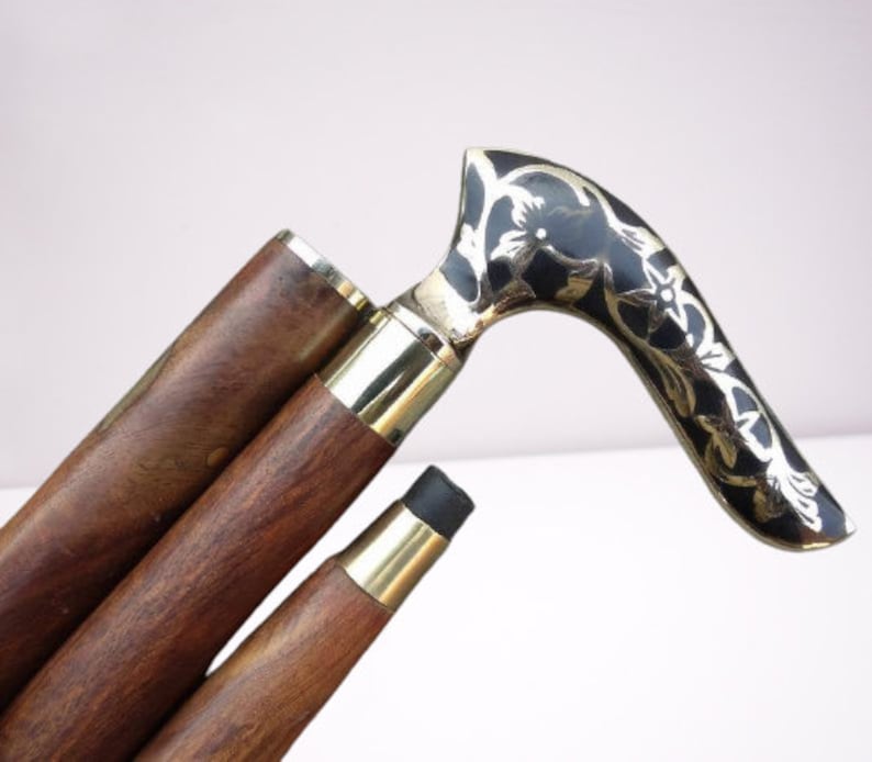 

Антикварная морская черно-белая трость с цветком и листом в викторианском стиле | Деревянная трость | Стильные морские трости ручной работы из латуни | СТИМПАНК подарок M аэро
