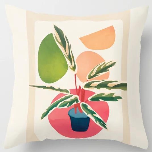 Student Lunch Break Pillow Bedroom Bedside Back Pillow Plant Flower Print Pillow Case Sofa Cushion