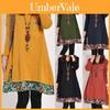 Gemütliches Damen Herbst Winter Blumenmuster Kleid Langarm Stilvoller Patchwork Pullover Top