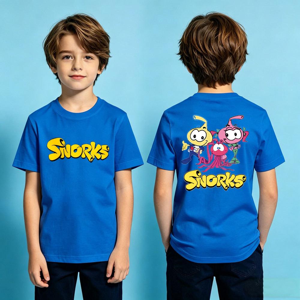 Snorks Cartoon Graphic Printed TShirt Boys and Girls Casual T-shirt Kids Summer Polyester Short Sleeve Daily Life Children Shirt