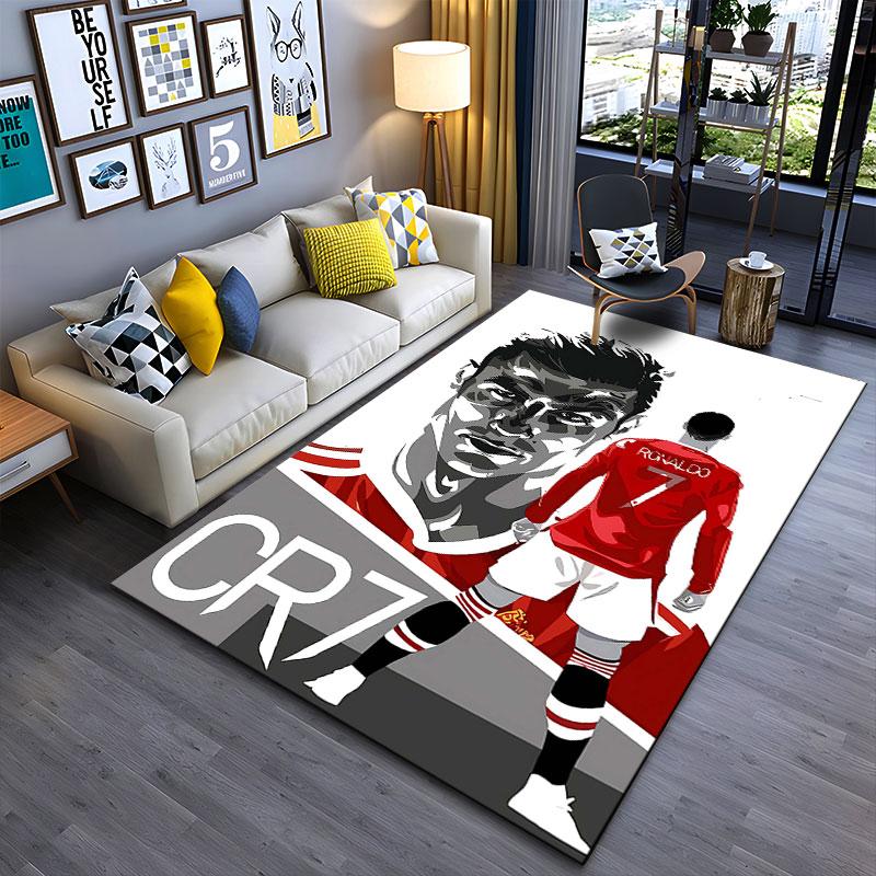 CR7 Soccer Graphic Rug suitable as a non-slip mat for the living room or bedroom sofa