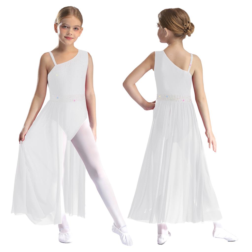 Dětské Dívky Balet Lyrický Moderní Taneční Kostým Třpytivé kamínky Průsvitná síťovina Gymnastika Trikot Bruslení Taneční kostým