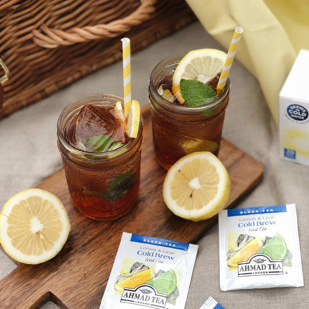 AHMAD TEA Cold Brew Black Tea, Lemon & Lime, Individually Wrapped, 20 Tea Bags X 2 Packs