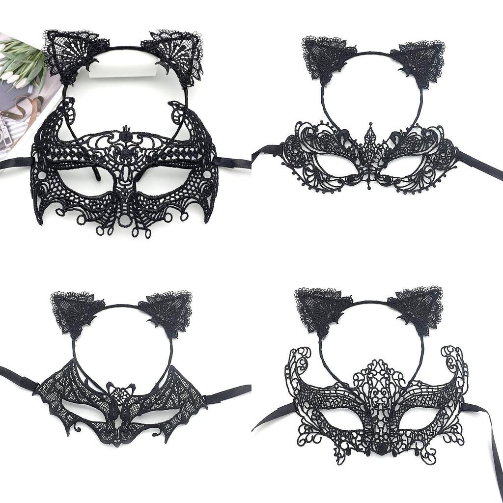 Kostüm-Stirnbandmaske mit schwarzem Spitzenmaterial für Halloween-Partys und Cosplay-Veranstaltungen