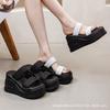 Thick Bottom 10 Cm Woven Woven Outer Wear Cool Slippers Summer 2025 New Open-toed One-character Wedge Heel Slippers Tide