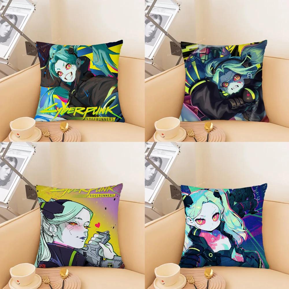 Cyberpunk Edgerunners Anime Rebecca Pillow Case Fashion Square Pillowcase Bedroom Sofa Room Ins Decoration Leisure Cushion Cover