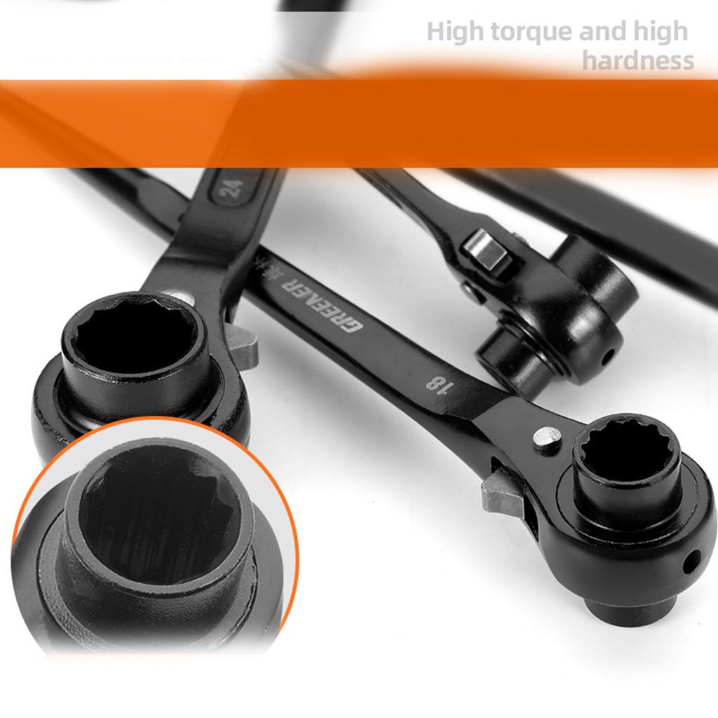 Pointed Ratchet Universal Wrench Pointed Socket Wrench Adjustable Two-way Plum Blossom Socket Quick Combination Wrench