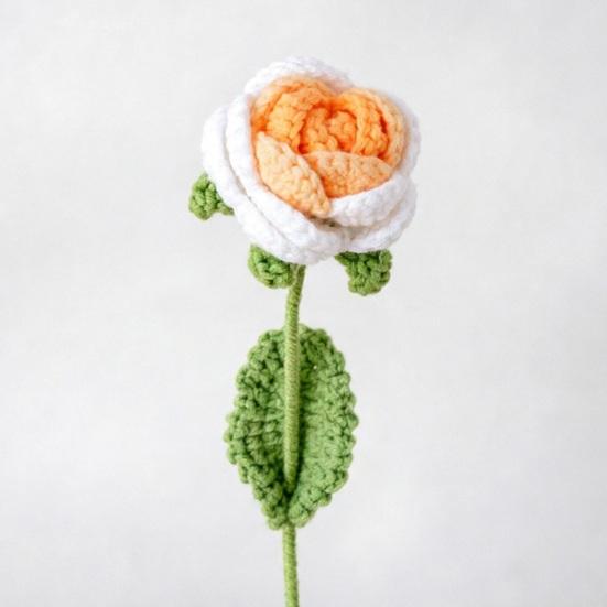 Flor de Crochê de Lã Rosa Artificial Flor que Nunca Murcha Flor Duradoura Design de Textura 3D Floração Romântica para o Dia das Mães