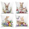Easter Green Wreath Bunny Egg Lily Easter Pillow Case Soft and Comfortable Easter Decorative Pillow Case Machine Washable